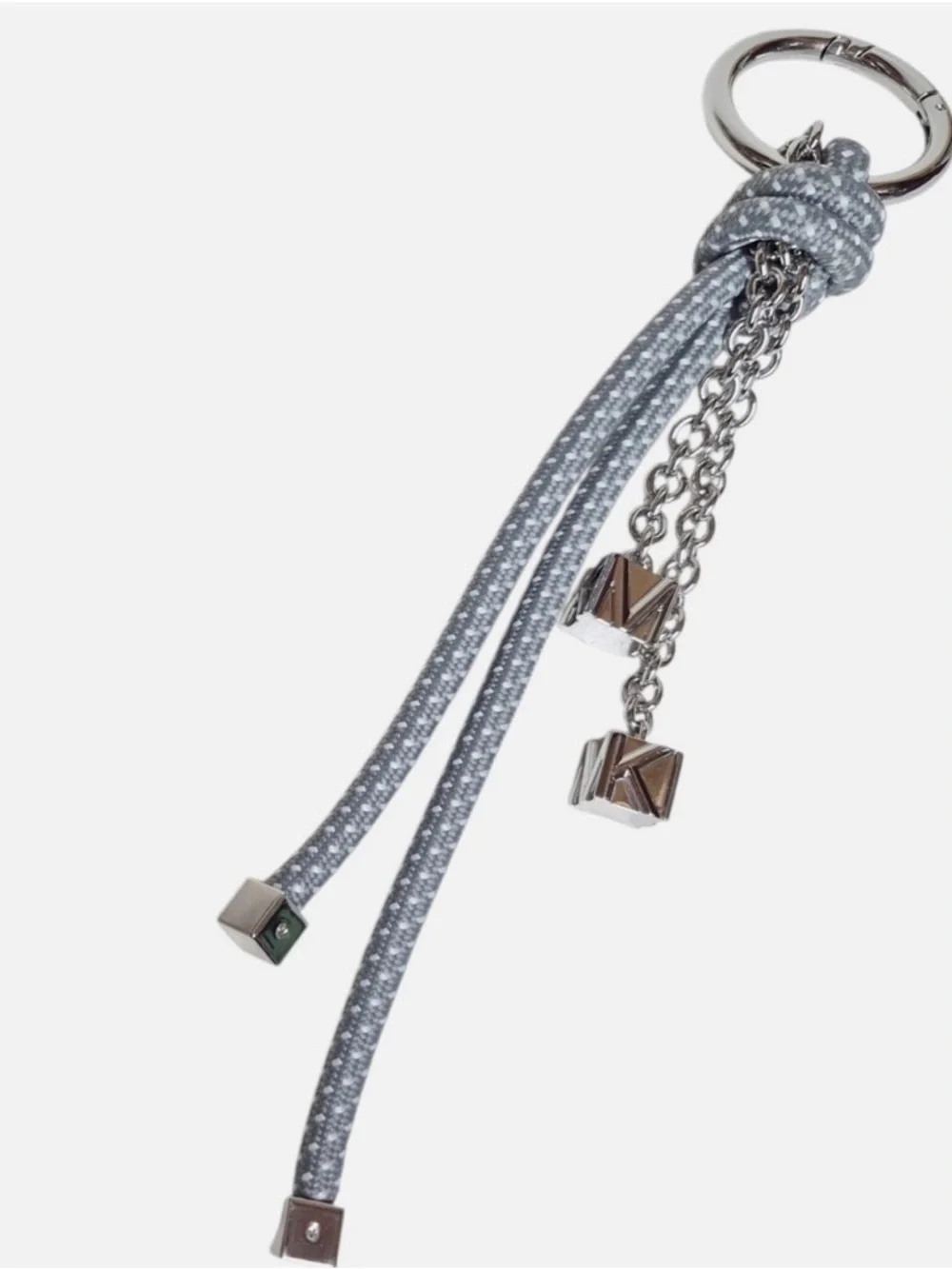 Michael Kors New in Box Silver-Tone and Speckled Cord Bag Charm Storm Grey